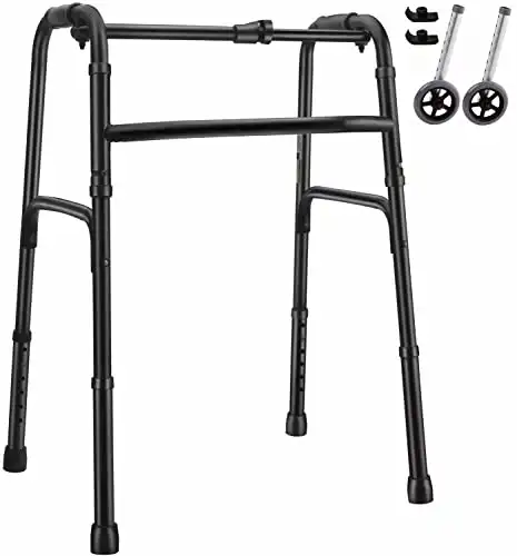 Folding Walker with Wheels and Ski Glides