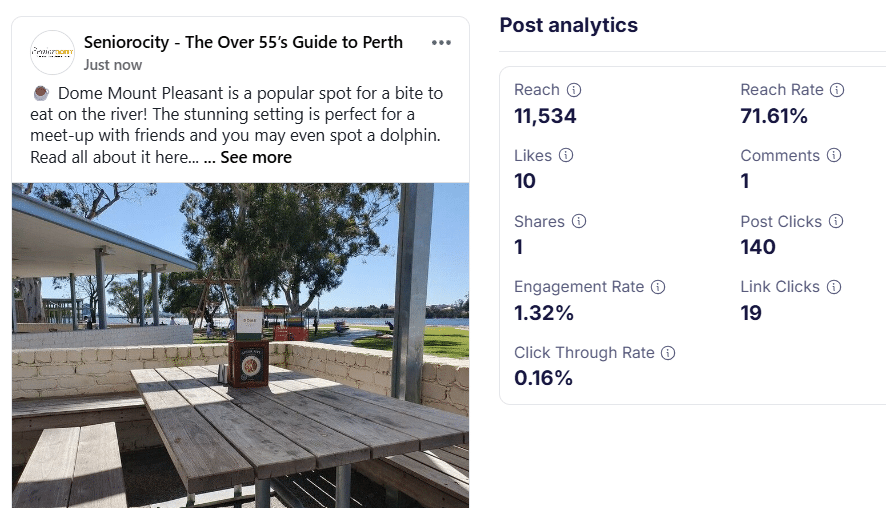 Dome Mount Pleasant — Facebook post analytics
